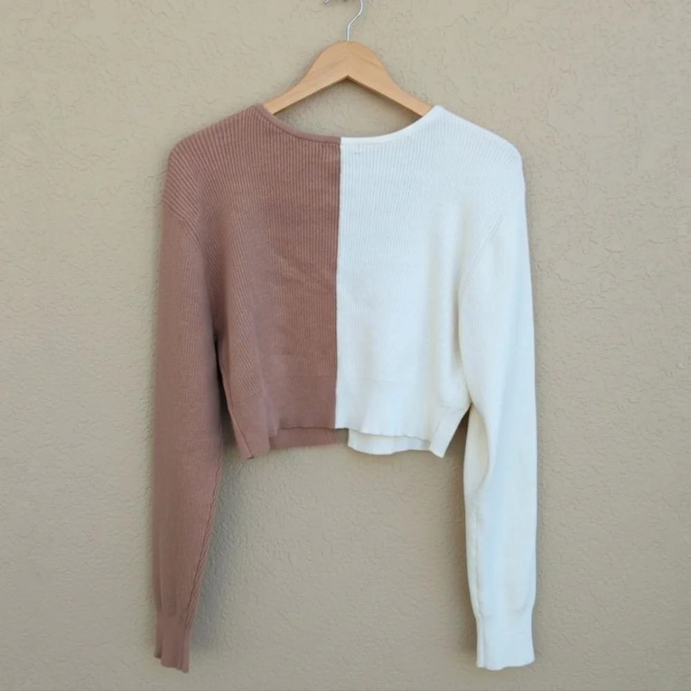 Wild Fable | Two-Tone Cropped Cardigan - XL - Picture 5 of 6